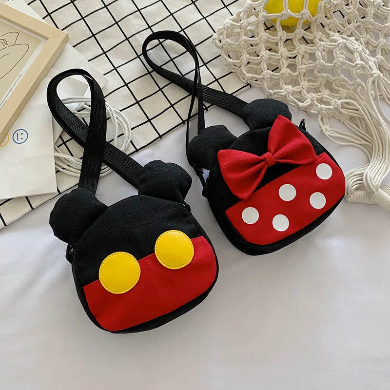 New Arrival Cartoon Lovely Mickey Minnie Casual Canvas Bag Big Capacity Shopping Tote Shoulder Bags Handbags For Children Custom