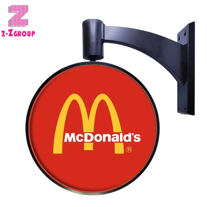 Round Light Box Sign Acrylic Led Light Box Logo Outdoor Vacuum Forming Rotating Lightbox