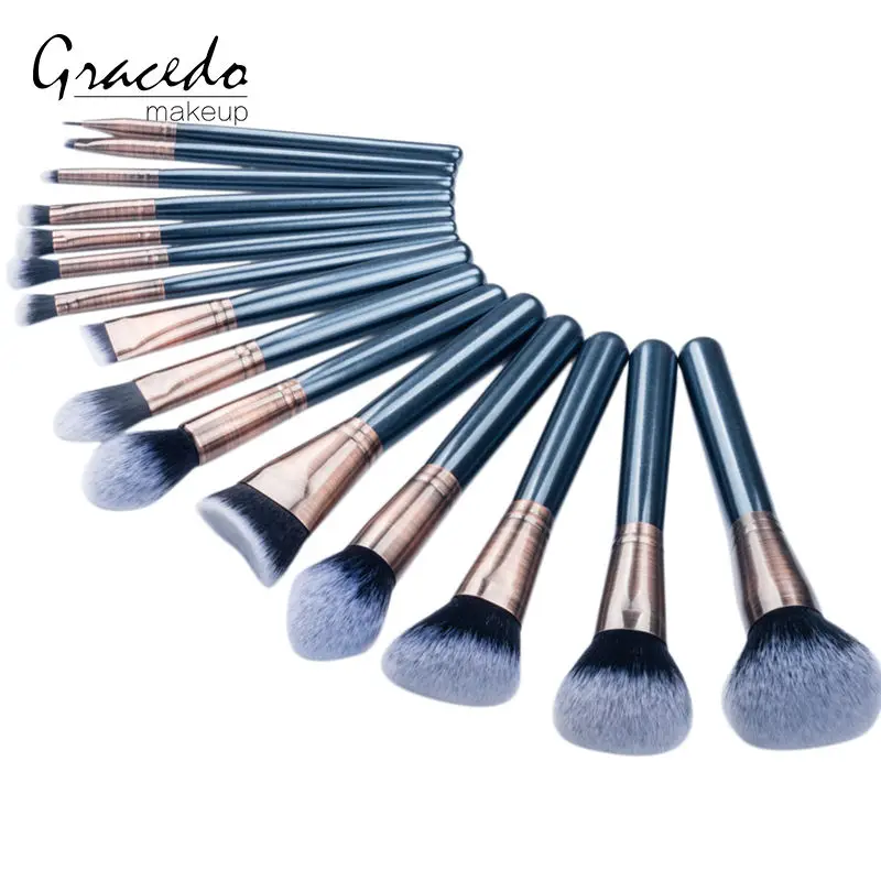 Beauty Tools Professional Accessories Silver Glitter Makeup Brushes Green Handle Synthetic Hair Makeup Brush Set