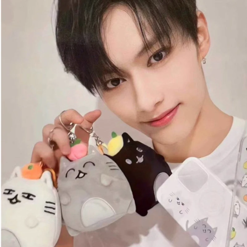 New Kpop SVT JUN Lovely Plush Cat Keychain Handbag Car Plush Keyrings Mini Dolls Figures Fans Collection 10cm