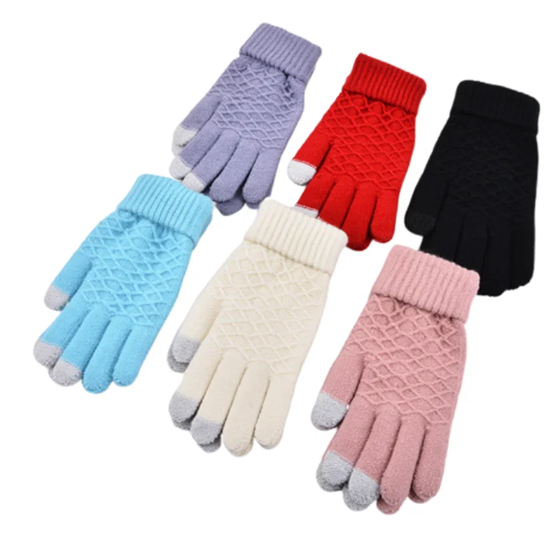 Промо 23 см зимние вязаные перчатки для сенсорного экрана перчатки для взрослых