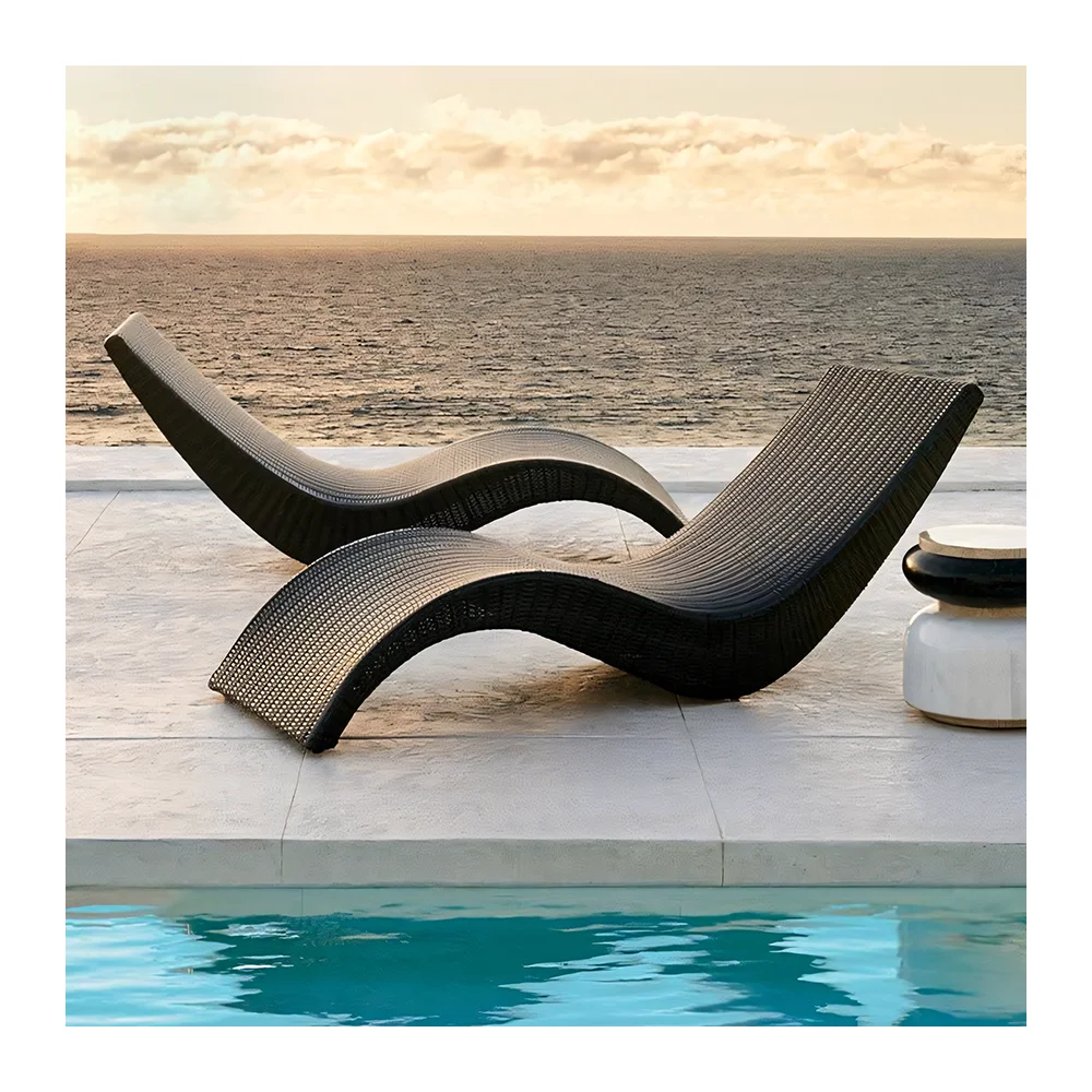 PE Rattan Garden Bench Sunbed for Pool Lounge Chair Furniture for Hotel for Living Room Park Bedroom Villa