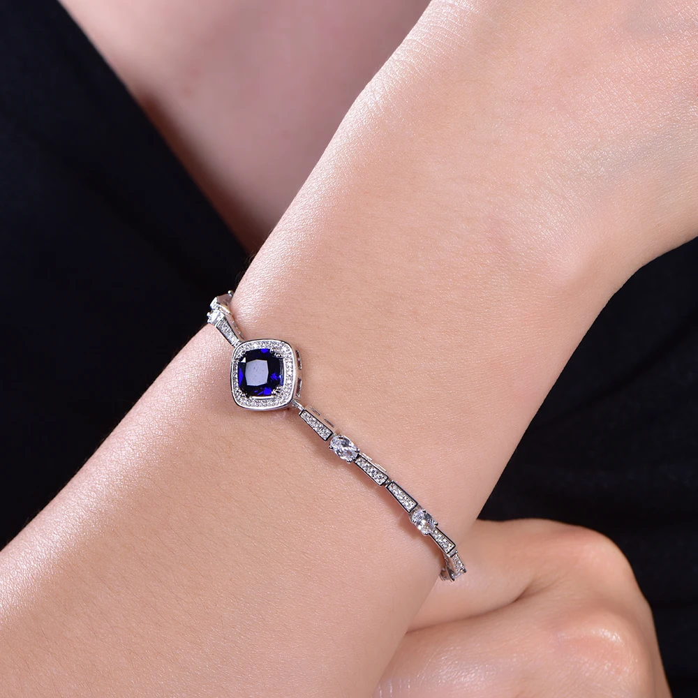 Luxury 925 sterling silver bracelet drop blue natural stone hand bracelet fashion bracelet pierr naturel women men gift