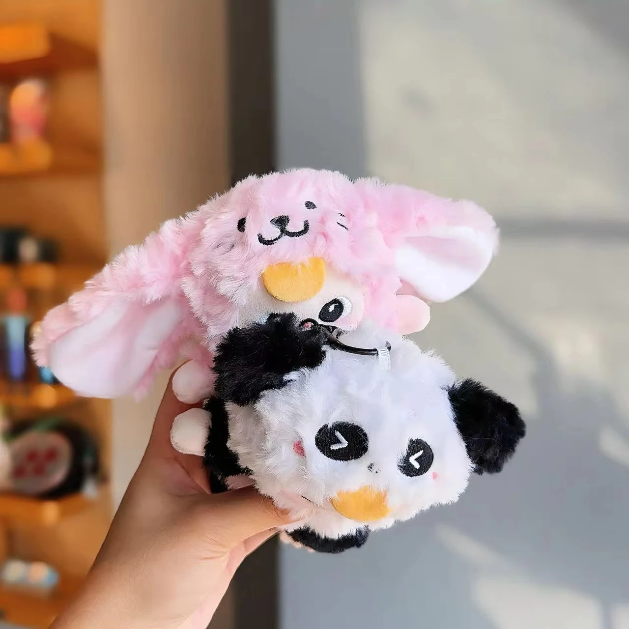 2024 Trending Cute Baby Three Stuffed Plush Toy Plush Keychains Fluffy Baby Three Animals Lucky Cat Mini Plush Toys Pendant