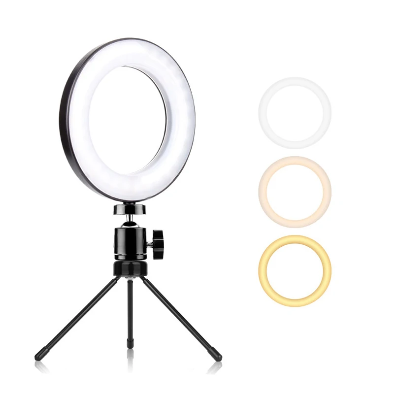 UEGOGO 6 Inch Ring Light with Tripod Stand Photographic Lighting Beauty Lamp Selfie Led Ring Light 3000K-6500K Rgb+5500k 8.35W