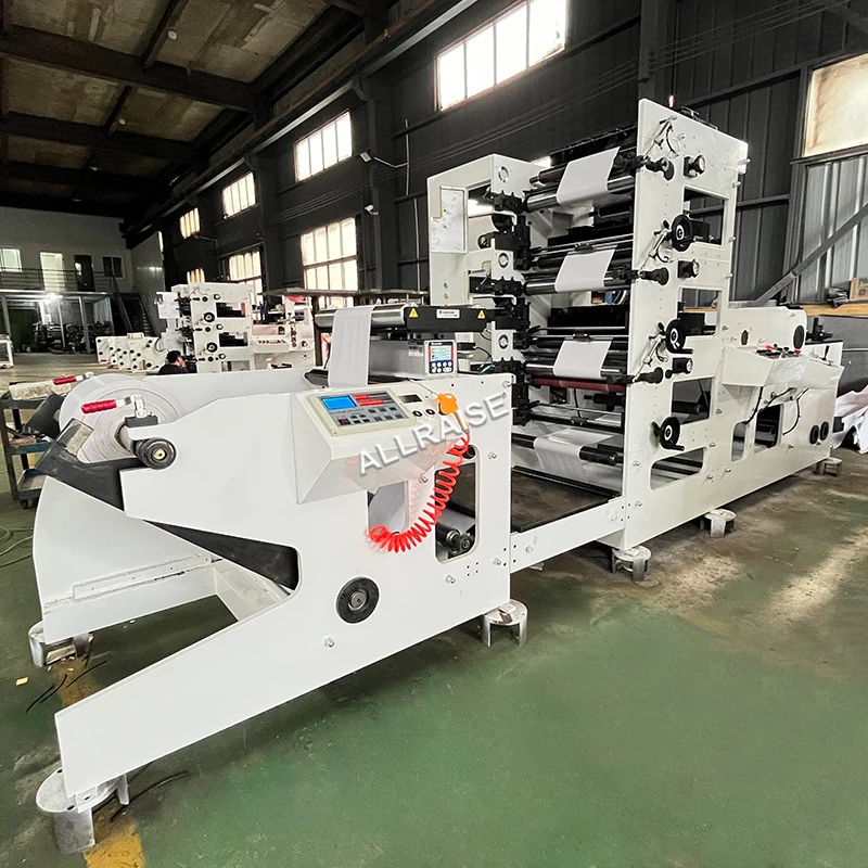 Paper Adhesive Roll Sticker Label Printing Machine Film Paper Bags Coffee Cup Fan Flexo Flexographic Printing Machine 4 Color