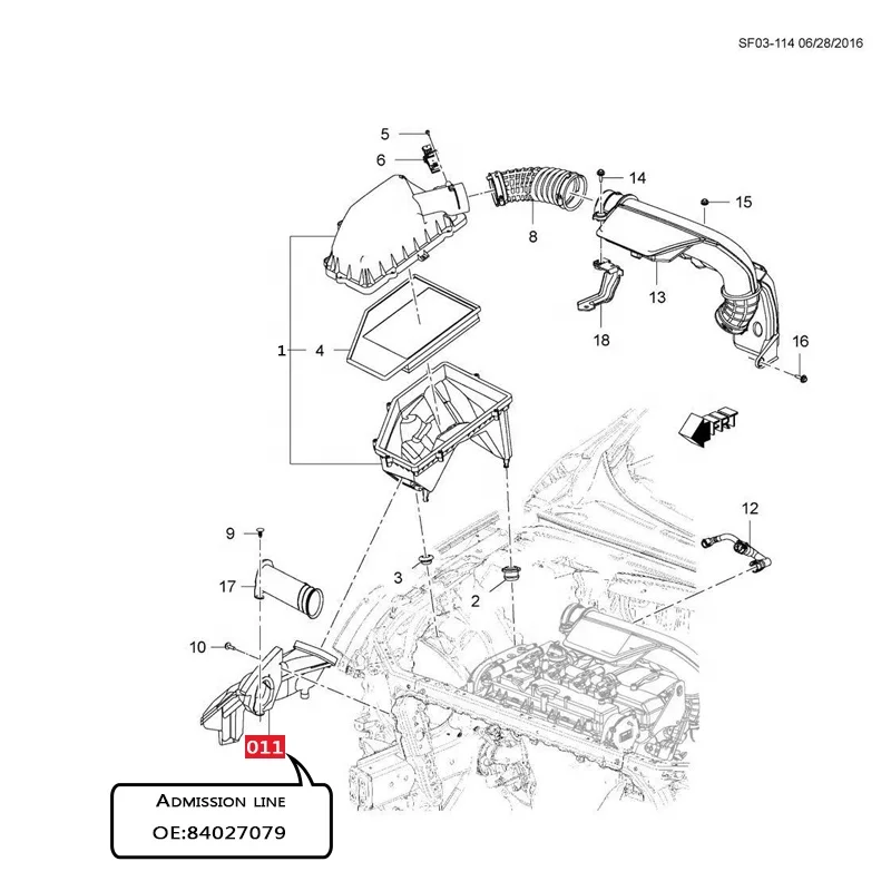 Air Inlet Cleaner Extension Pipe performance intake pipe for Chevrolet 16 MALIBU XL