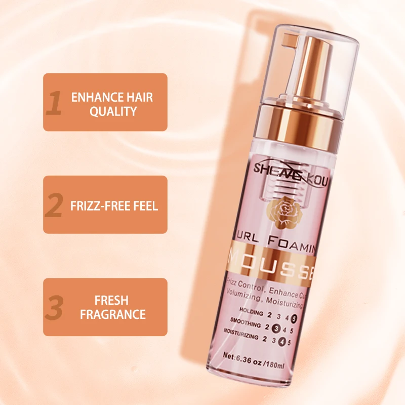 OEM custom logo free sample frizz control vegan moisturizing hair curl mousse foam for hair styling