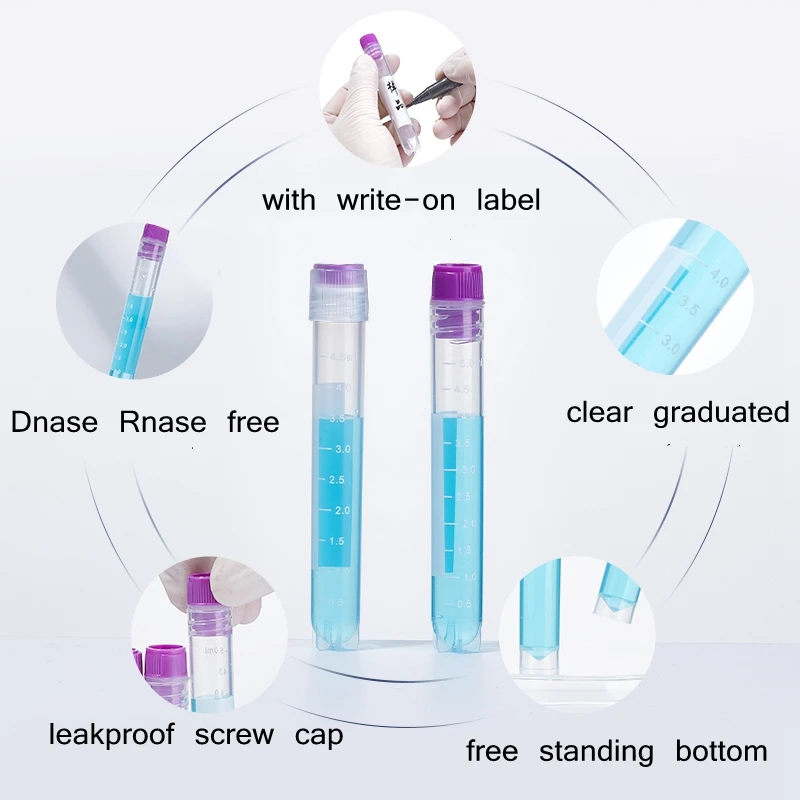 Plastic Cryo Vials 2ml 5ml Leakproof Sterile Cryo Tube Cryogenic Tube Wholesale