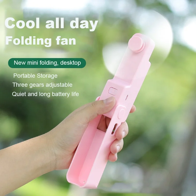 2023 New Handheld Battery Operated outdoor Rechargeable Mini USB Desk Fan for Summer Gifts