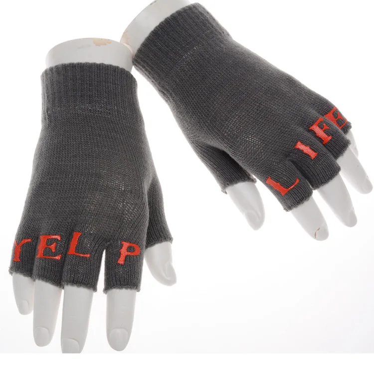 Customized Logo Solid Color Simple Winter Men Women Gloves Students Fingerless Computer Gloves