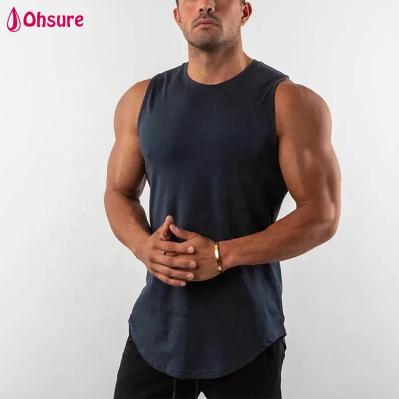 
Lifestyle Curved Hem Tank Top Men 95% Cotton 5% Elastane Gym Shirt Bodybuild Muscle Tee Sport Vest Singlet Gym Custom Tank Top 