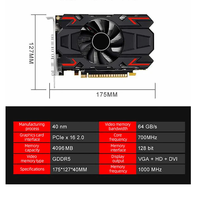 HD6770 видеокарта 4GB GDDR5 128 бит VGA DVI-I PCI-E 2 0 X16 совместимому с HDMI AMD Radeon HD 6770 4G 128Bit