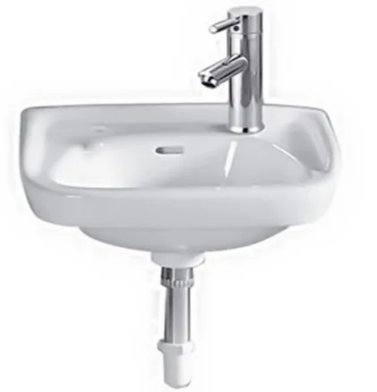 Twyford ceramic wall hung bathroom sinks with two faucet holes