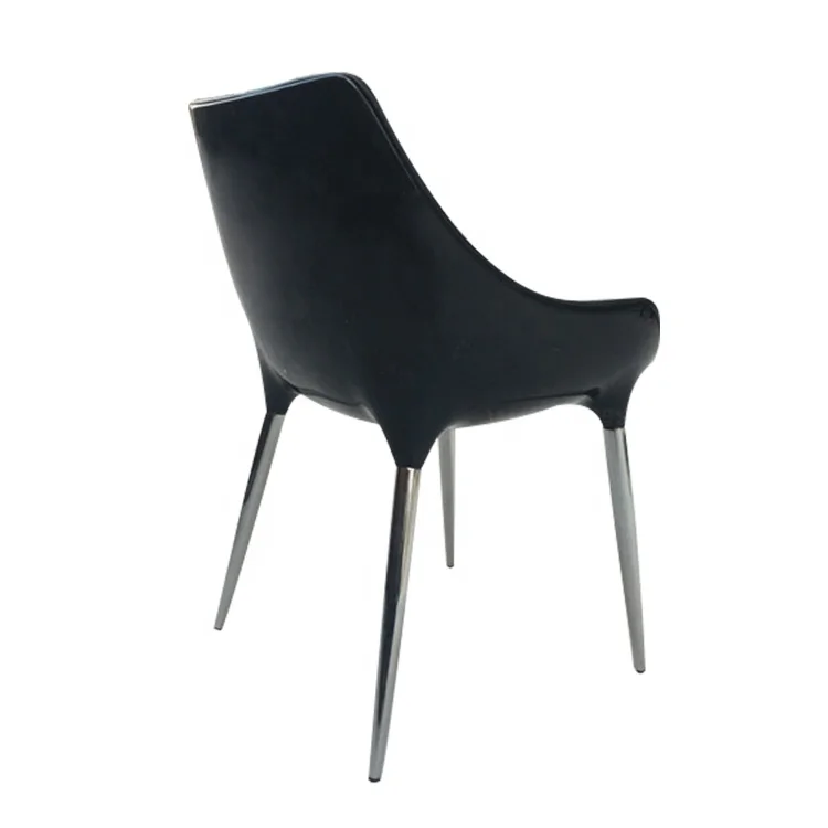 
Modern designer black leather stainless steel metal tufted Langham single Chair 