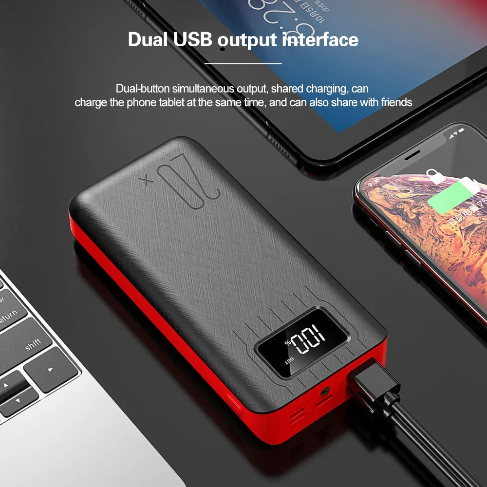
Power Bank 20000mAh Portable Charger Dual USB Type C Powerbank External Battery 