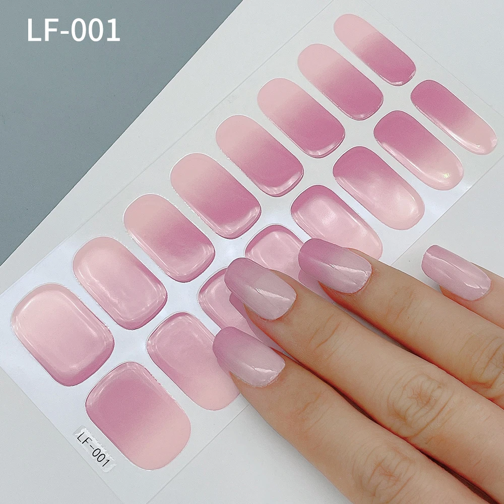2024 LF New Arrival Full Cover Nail Art Stickers & Decals Wholesale Price French Gradient Stickers 16 Wraps
