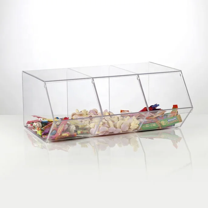 clear Acrylic Bulk Dry Food Dispenser for supermarket