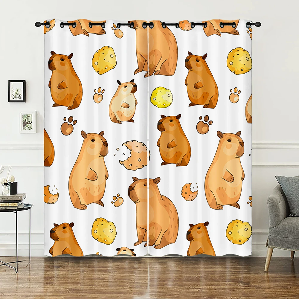 Cartoon Lovely Bear Moon Window Curtains for Baby Room Bedroom Decorations with Fabric Machine Washable Curtain