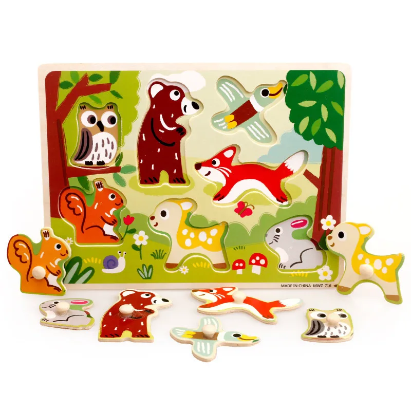 MU Trending MathToys Kids Children Toddler Educational Hand Grab Board Alphabet English Learning Games 3d Wooden Puzzle