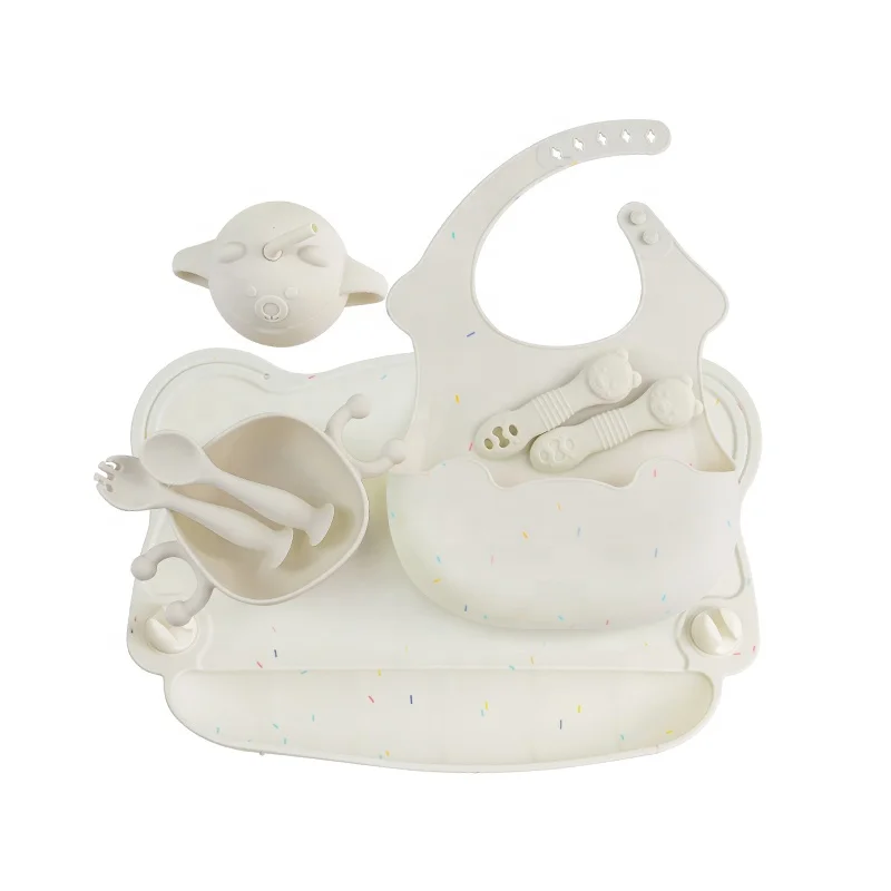 Bpa Free Food Grade Silicone Tableware Toddler Baby Silicone Suction Plate Modern Kids Bowl Silicone Baby Feeding Set