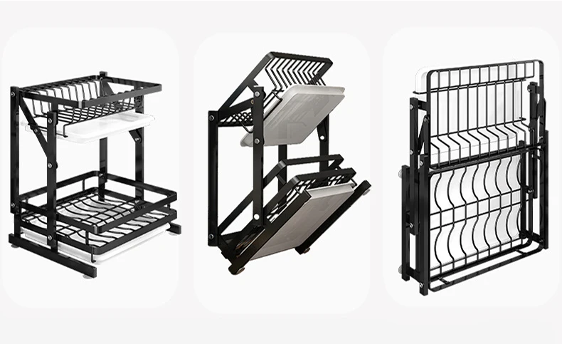 2 Tier Dish Rack, Dish Drying Rack Kitchen Organizer with Drain Board