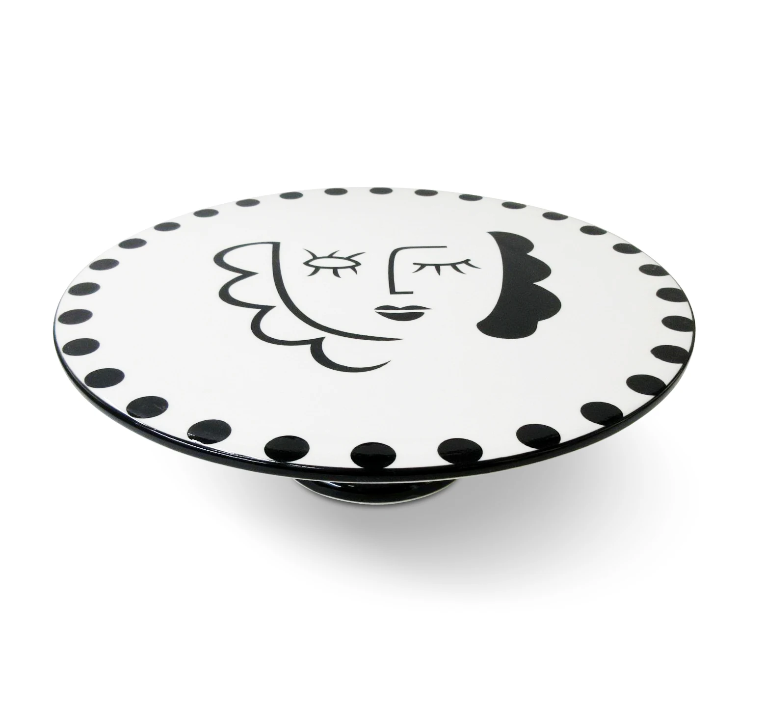Wholesale ceramic dessert plate cake stands plates with base