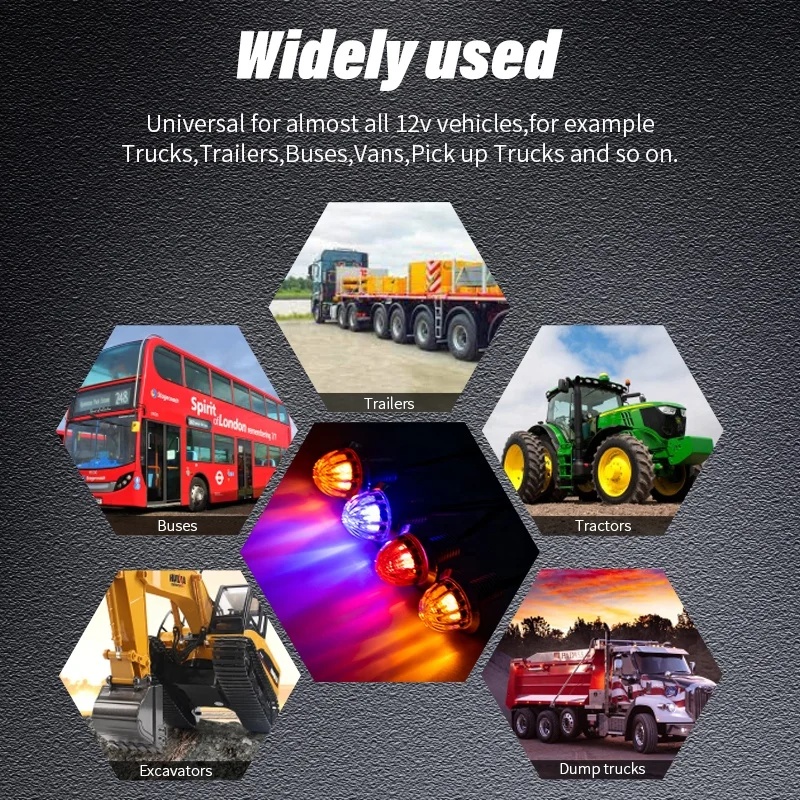 Truck side marker lights red amber white DOT approved mini watermelon truck lights waterproof IP67 side truck light