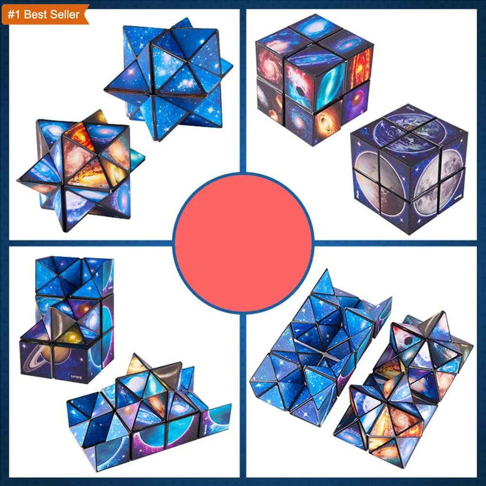 Marine Animal Cube Anti-stress Toys Folding Start Sorting Toy Puzzle Cube Kids Colorful Sticker Magnetism Cube Puzzle Fidget Toy