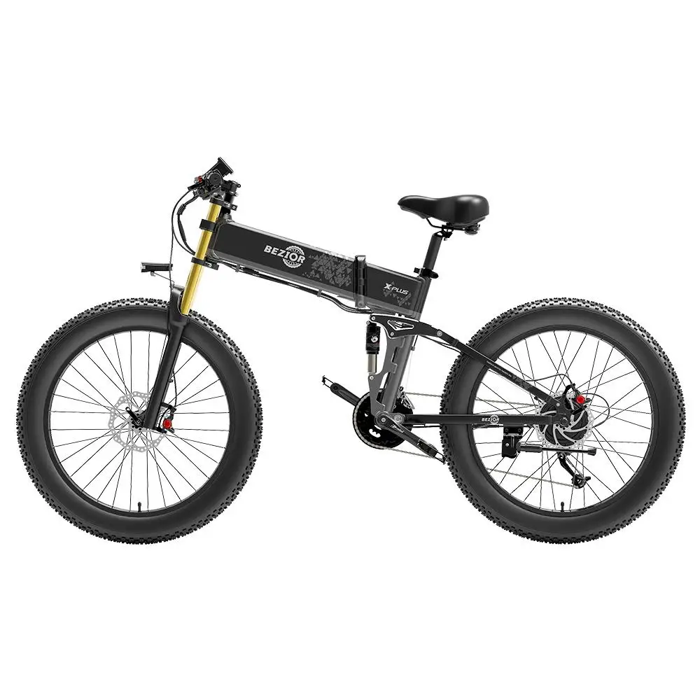 BEZIOR X-PLUS Hybrid Electric Bicyclette Adults 1500W Brushless Motor E Bikes Fat Tire Mountain Electric Bicycle