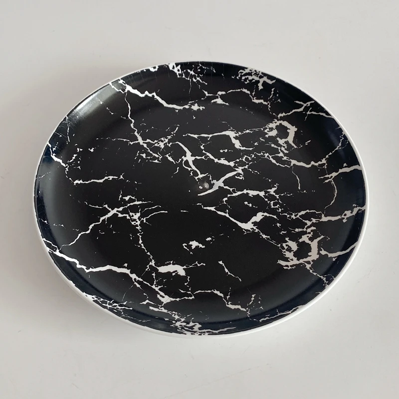 Plates Dishes plastic  marble  design  round shape  baby dishes