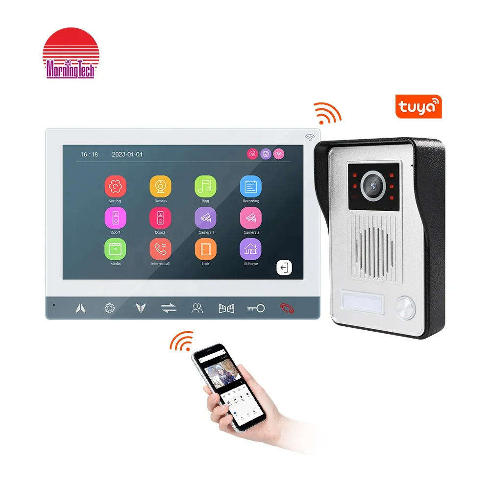 Wireless WIFI Video Door Phone IP Doorbell Intercom System with Camera 7 Inch Entry with 1080P Wired Camera Night Vision