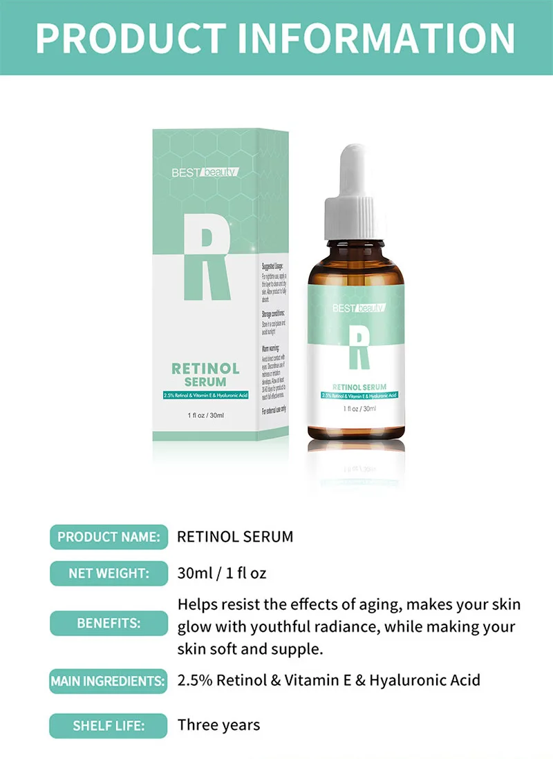 Private Label Wholesale  Retinol Face Serum  for Skin Anti Aging Customize Serum