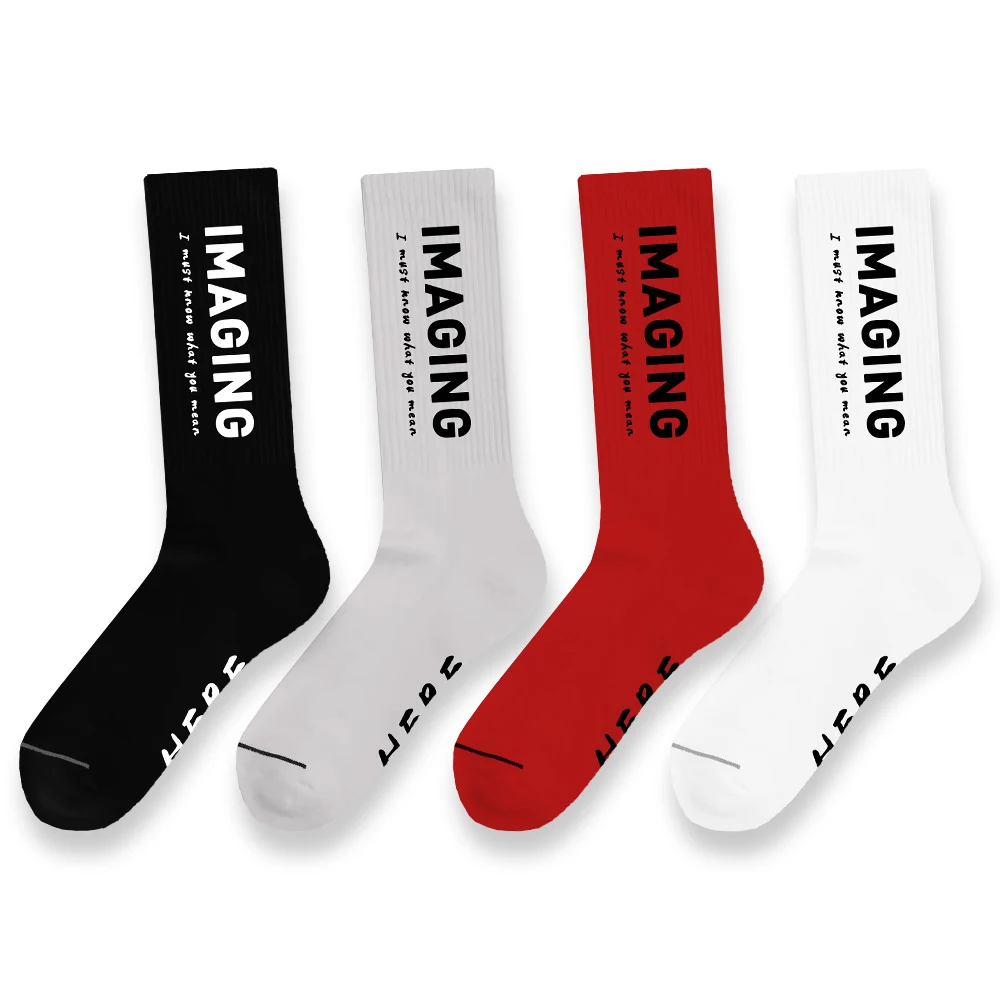 Men Custom Logo Socks Design Your Own Logo 100% Cotton Socks Athletic Crew Sports Socks