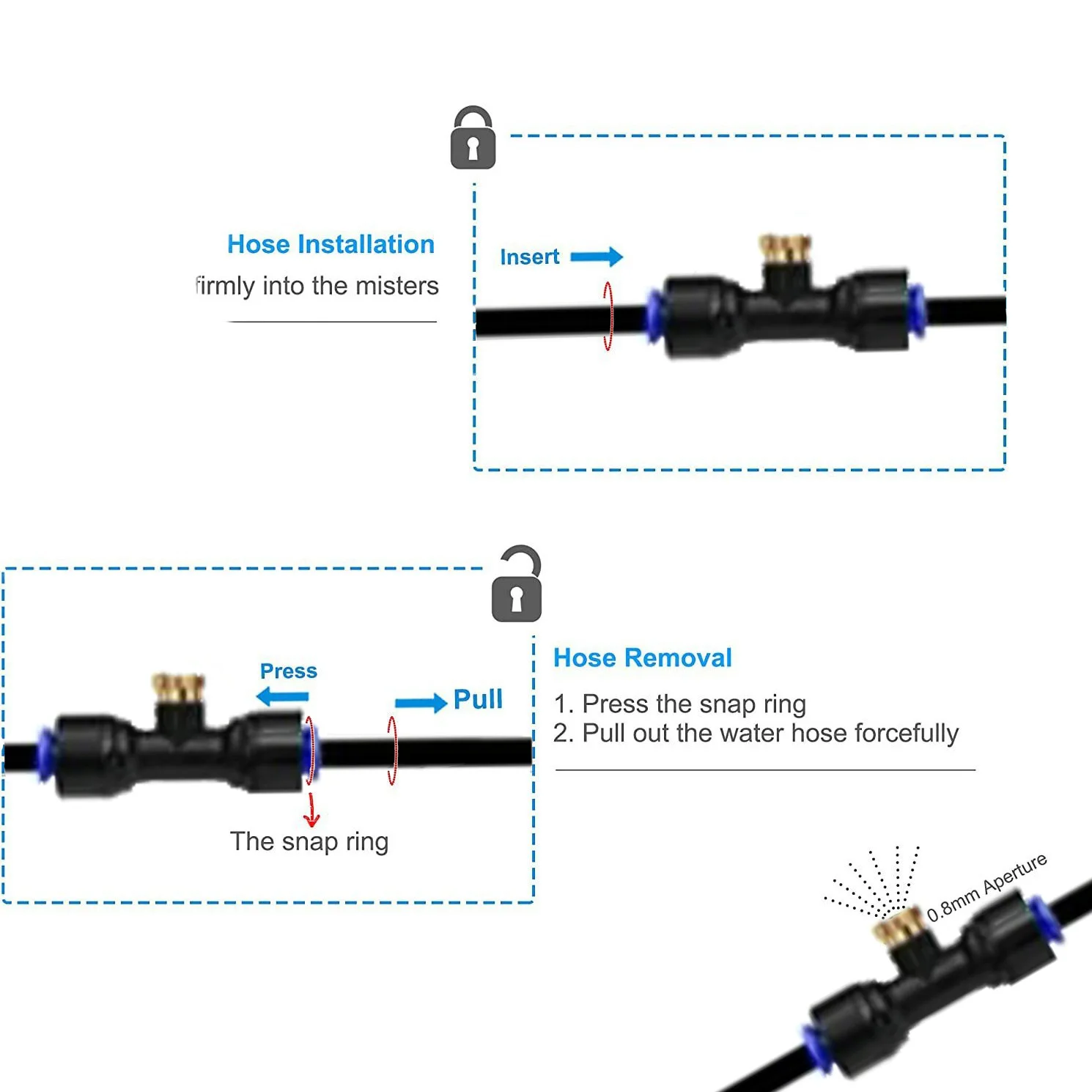 wholesale 8m 9pcs brass nozzle DIY Water Mist fog Cooling nozzle System Garden irrigation for summer cooling outdoor trampoline