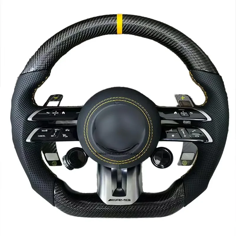 High Quality Custom Real Carbon  Fiber Led Light For Mercedes Benz AMG GT C63 E63 S63 G63 GT63 GTS GTR SL63 GLE63 Steering Wheel