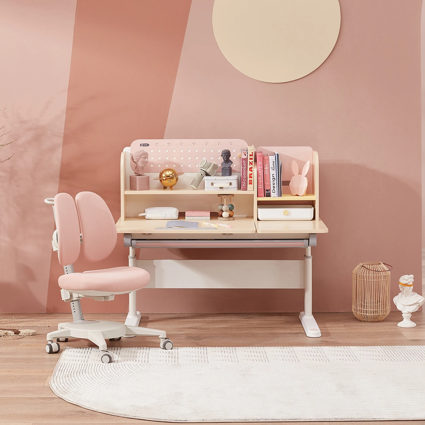 
2M2KIDS Children Furniture Sets Adjustable Desk Wood Eco-friendly Table with Drawer Ergonomics Wooden Kids Desk 