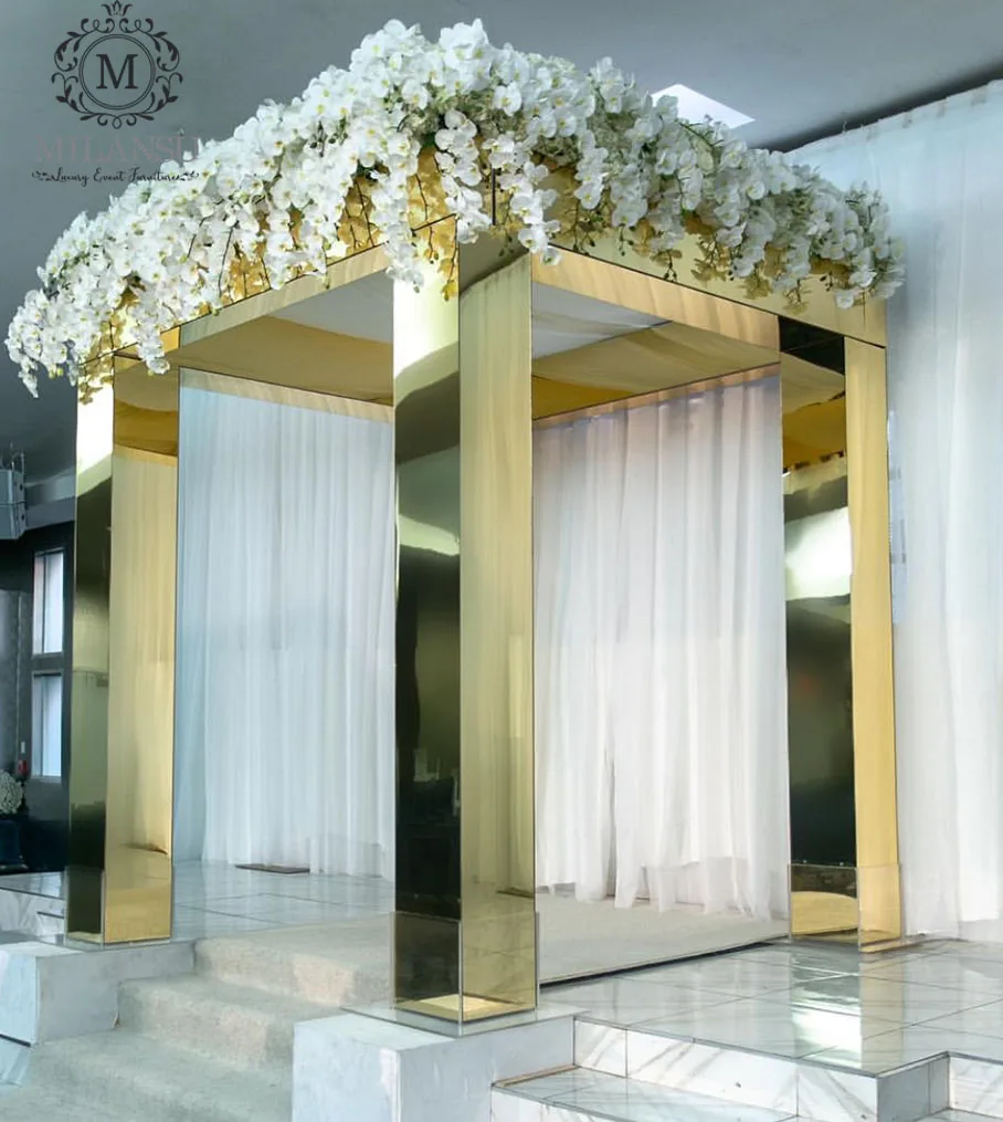 
 2021 Роскошные ПВХ/акрил/нержавеющая сталь, золотое украшение, свадебная АРКА для цветочных шаров  