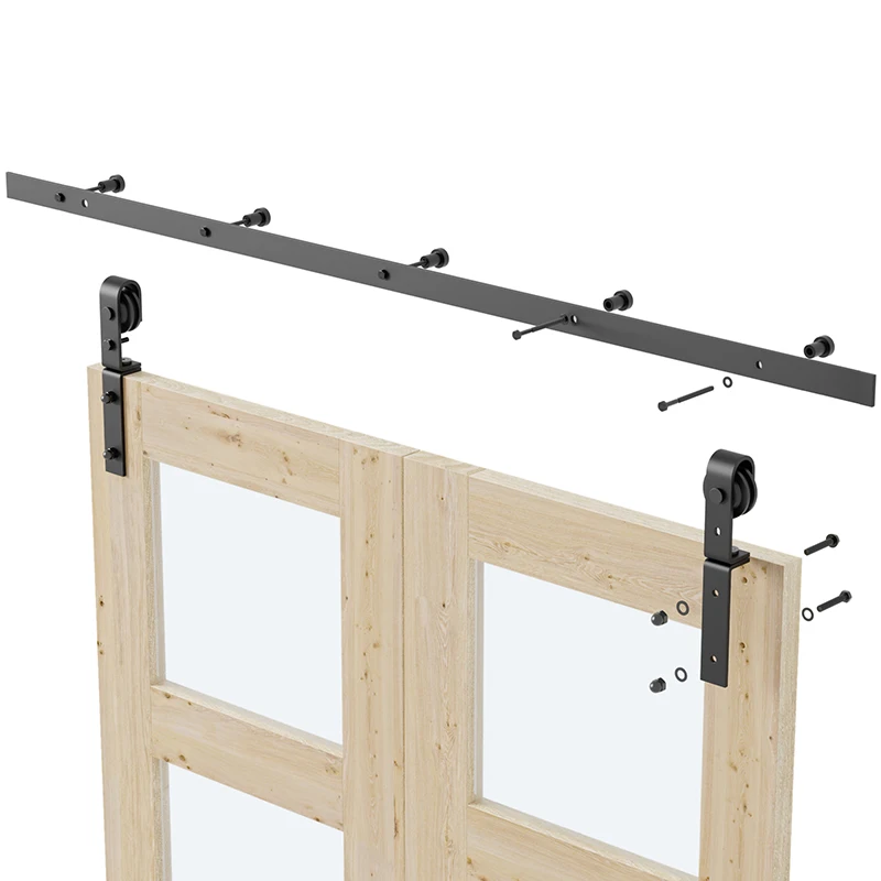 Hot Sale Modern Interior SJ2707 Bi-fold Sliding Wood Barn Door Hardware Kit Carbon Steel Interior & Window Accessories