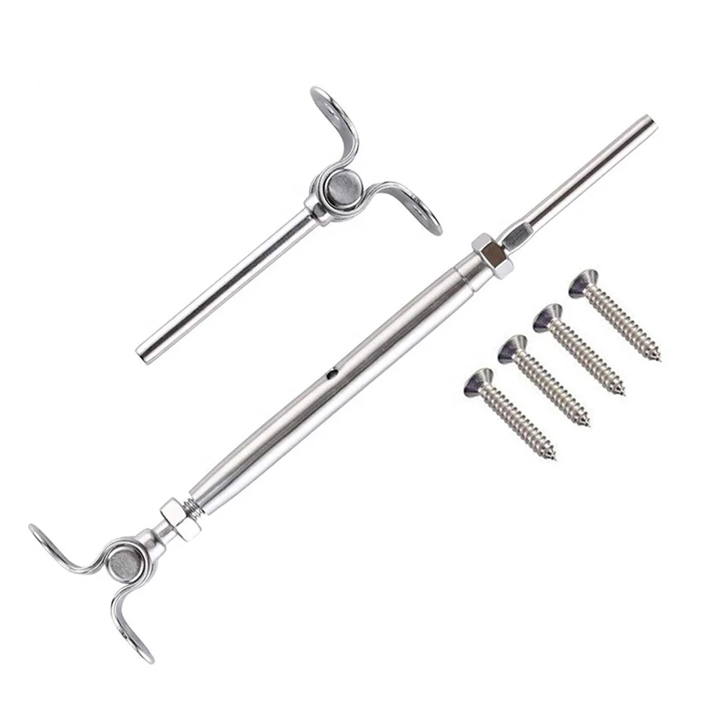 T316 Stainless Steel 180 Degree Adjustable Toggle Turnbuckle and End Tensioner Fittings with Screws for Cable Railing kits