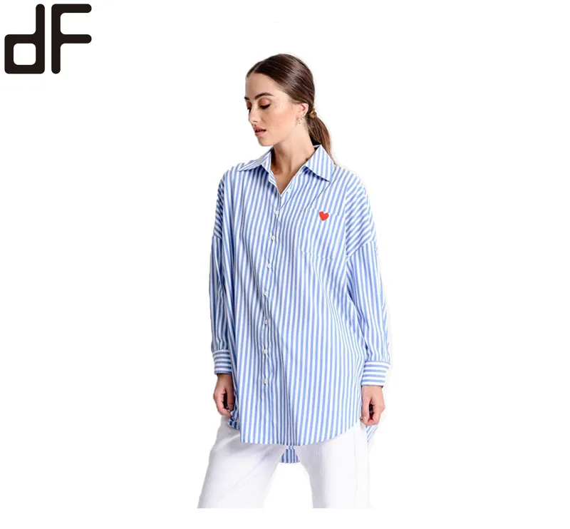 2022 Autumn  Blouse New Fashion  Ladies  Tops Women Embroidered  Blouses Casual Female Shirts Blue Shirt