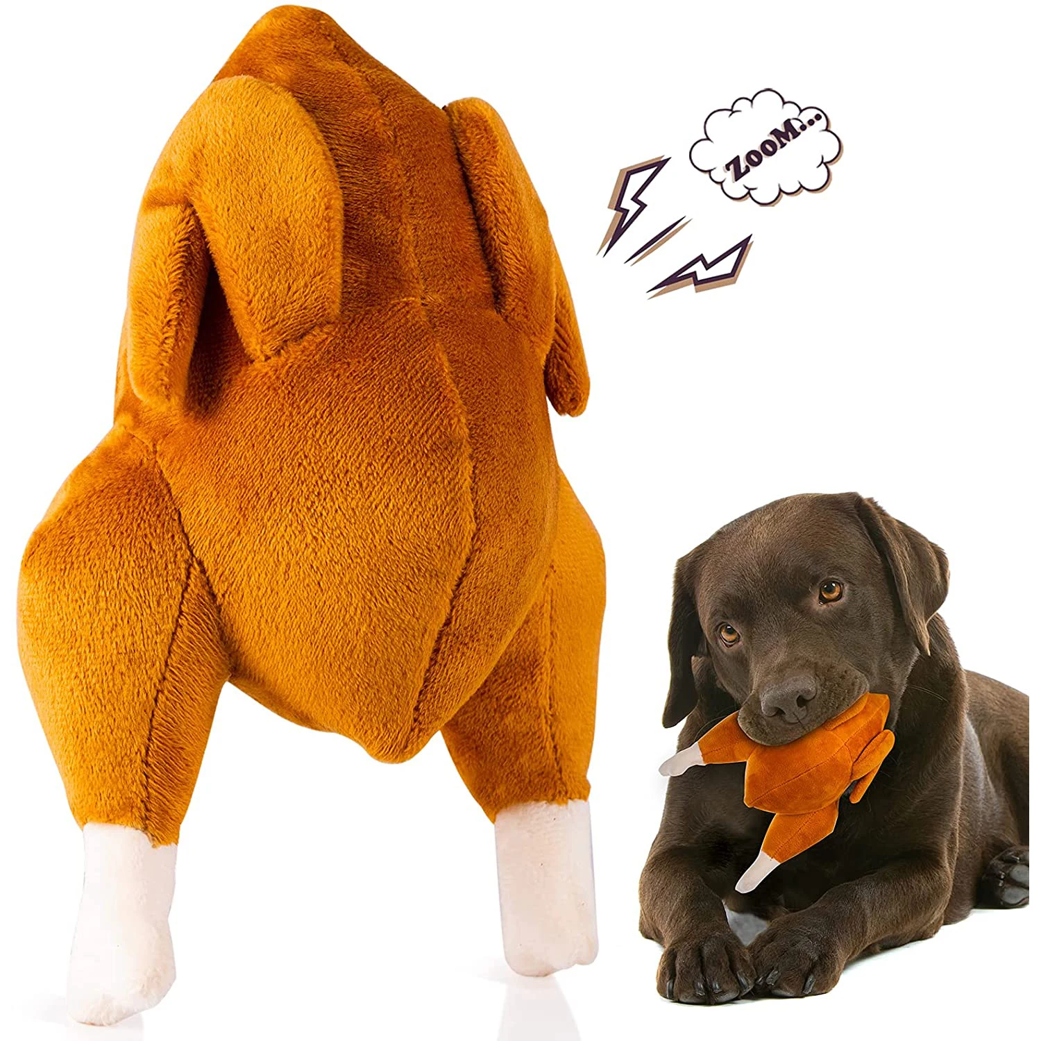 Plush Dog Toy Roast Chicken Shape Squeaky Stuffed Toys Suitable For Small Medium Dogs Boredom Play Chew Dog Toy