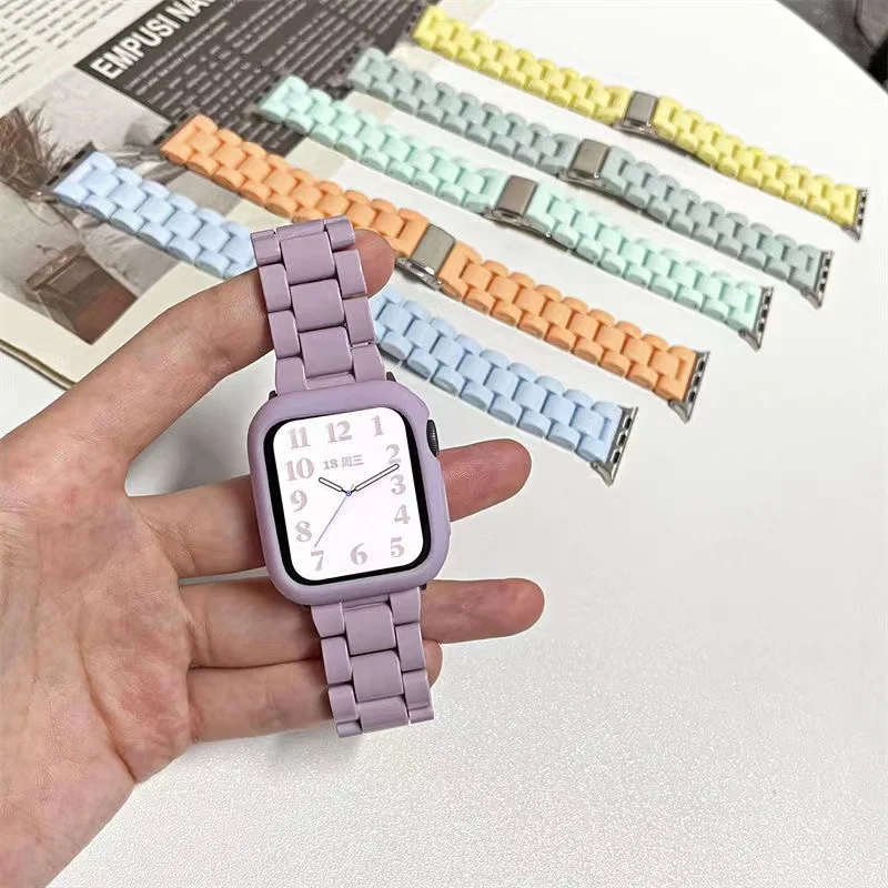 Candy Color Resin Strap For Apple Watch Band 41mm 45mm 38mm 42mm 44mm 40 mm Replace Wristband Belt For iWatch Watch Accessories