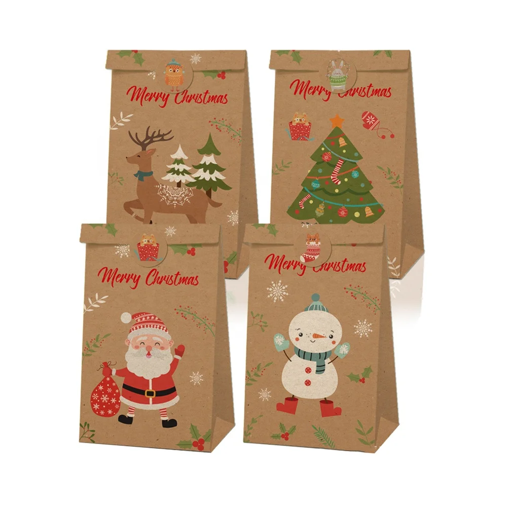 Party Christmas Kraft Paper Bag Stickers Envelope Mouth Stickers Gift Bag Stickers