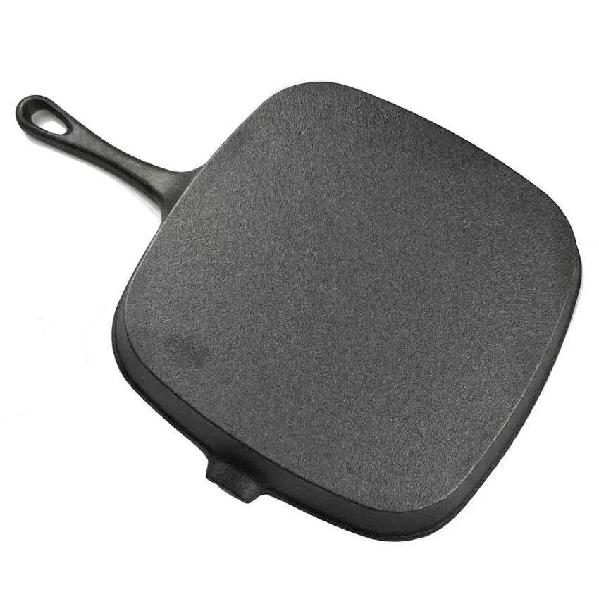 Cast Iron 24cm Grill Pan Fast Heat Conduction On Stripe Frying Steak Skillet For Home Kitchen