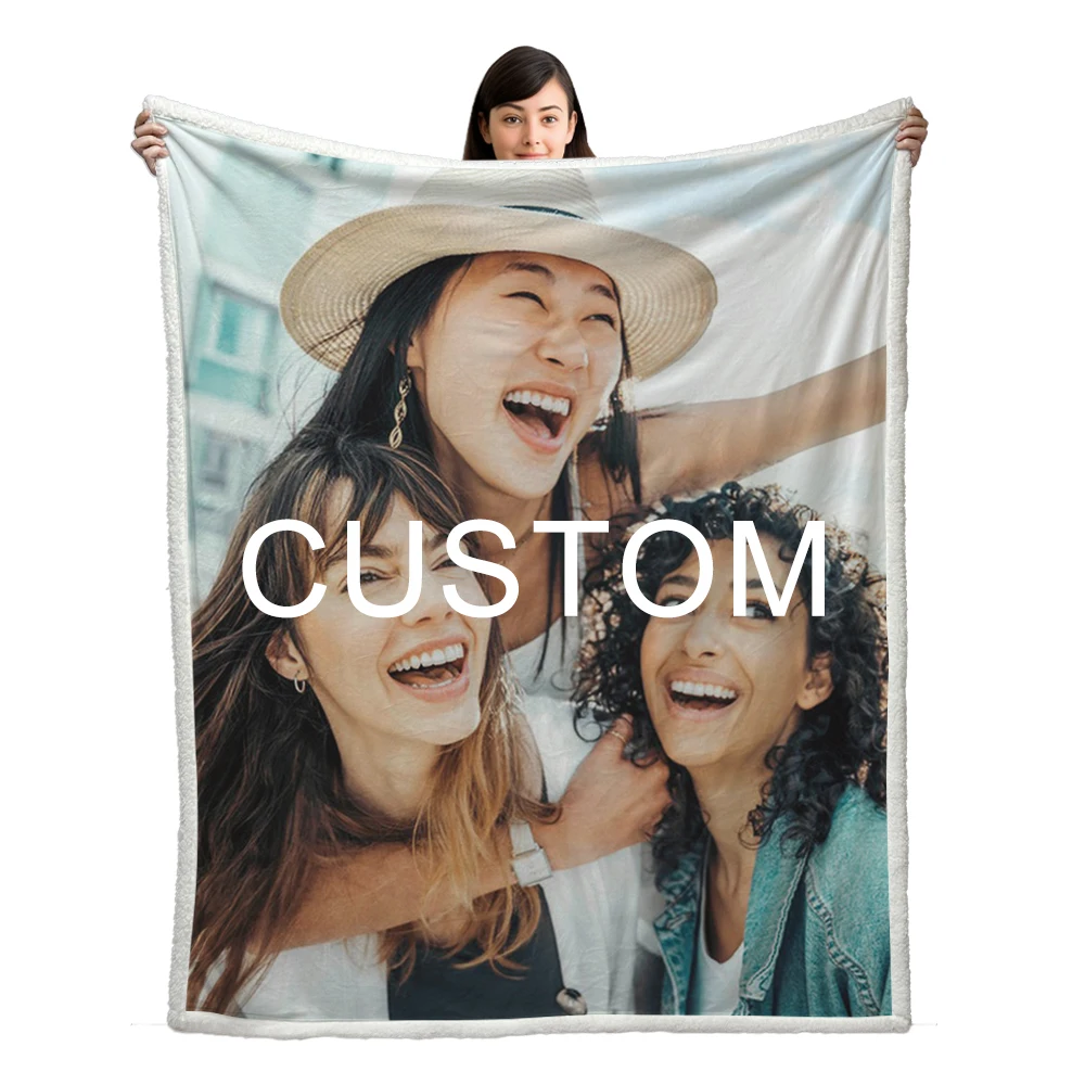 Custom Sublimation Blankets Printed Branded Logo Soft Quality Fleece Weighted Flannel Blankets for Winter Towel Custom Blanket