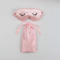 Custom Office lunch Break  Super Soft Smooth luxury stain silk sleep Eyelash Eye Mask with bag for travelling