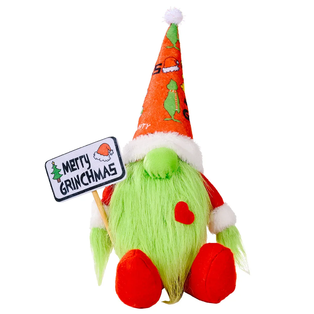 2021 New Design Christmas Grinch Gnome Ornaments Plush Christmas Gnome Xmas Party Gnome Table Decoration