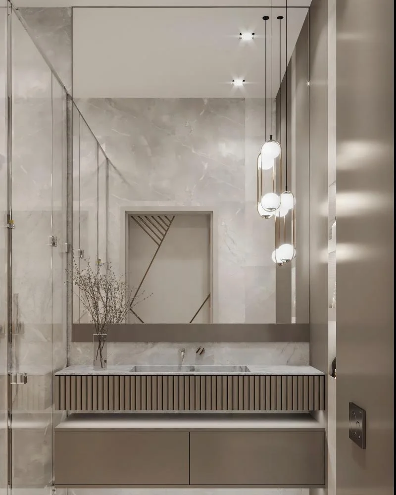 Wholesale double single modern fluted panel wall mounted simple design bathroom vanity mirror sink wooden panel bath cabinet