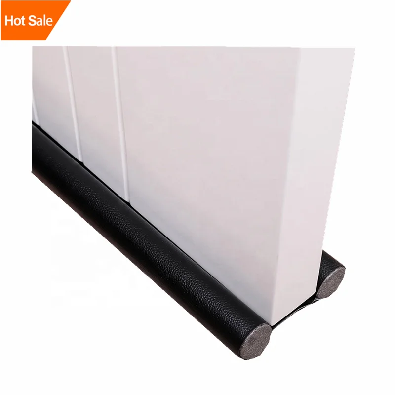 Single side Windproof Durable Black Leather Door Bottom Sealing Strip Under Door Draft Stopper